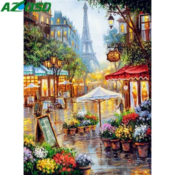 

AZQSD Flower Shop Scenery Oil Painting By Numbers Pictures Canvas Painting Frameless For Living Room Wall Art Home Decor SZGD124