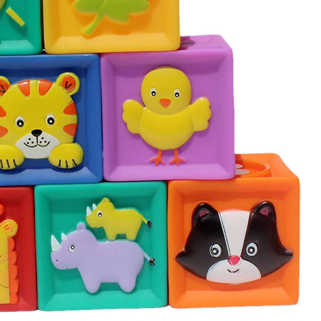 Мягкие силиконовые Мультяшные цифры животные когнитивные игрушки блоки укладки раннего обучения Развивающие игрушки для детей дошкольного возраста