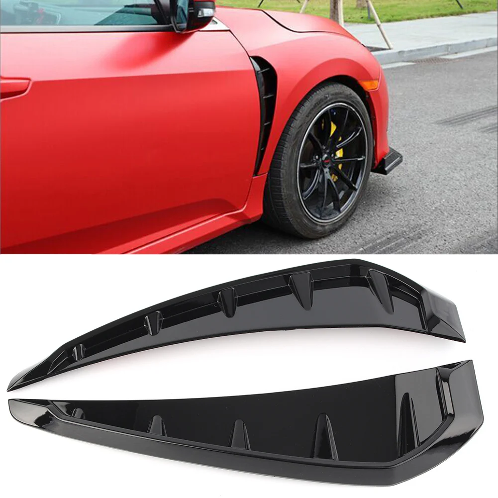 

Car Shark Grille Air Flow Side Vent Exterior Grill Decoration For Honda Civic 2016 2017 2018 Glossy Black ABS Plastic