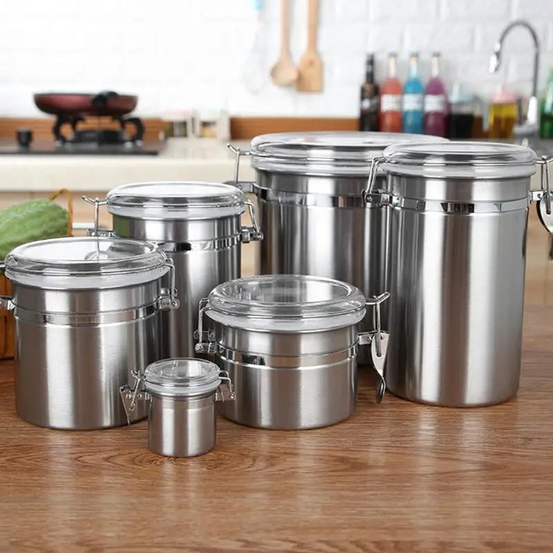 

Clear Lid Magnetic Spice Tin Jar Stainless Steel Spice Sauce Storage Container Jars Nut Tea Buckle Storage Houseware