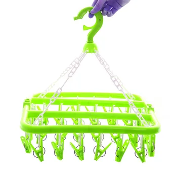 

Sock Drying Rack Foldable Clip and Drip Children's Underwear Socks Drying Rack Laundry Premium Drying Hanger Rack with 32 Clips