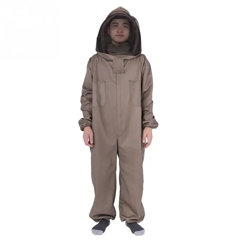 

Lightweight Cotton Apiarist Beekeeping Suit Coffee L/XL/XXL Sizes Smooth Zipper Hooded-veil Protective beekeeping suit