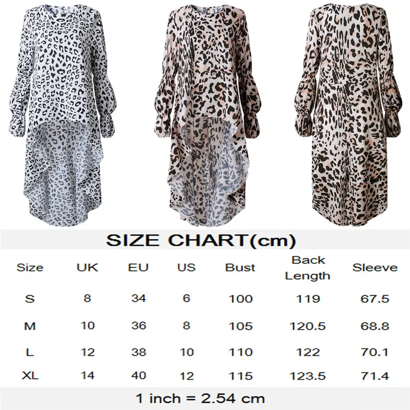 Блузка женская с леопардовым принтом асимметричная длинным рукавом|Блузки| |