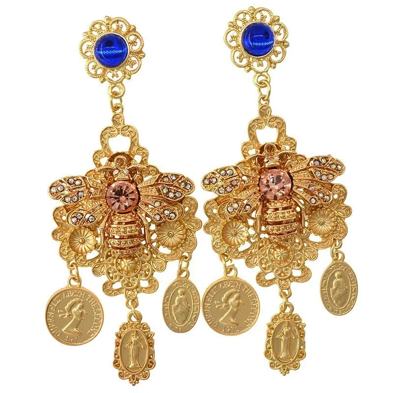 

Baroqur Vintage Drop Earrings Exaggerated Women Dangle Earrings Bohemia Court Style Female Party Show Jewelry 1pair