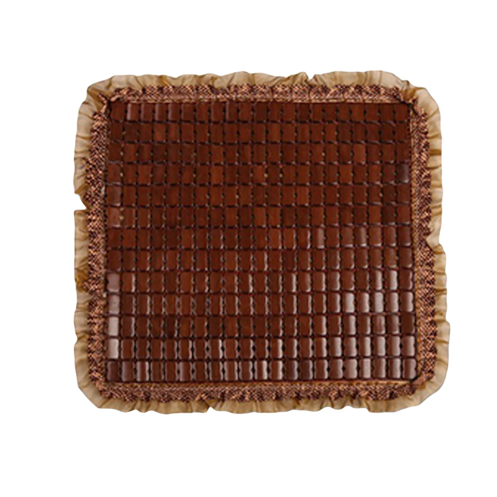 

Summer Anti-Skip Car Seat Cover Bamboo Mat with Floral Lace for Car Truck - Coffee