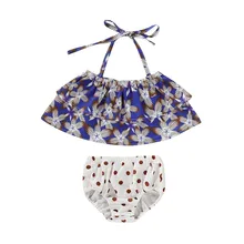 Летний детский жилет в горошек с цветочным принтом для маленьких девочек одежда для купания купальный костюм Одежда для купания бикини купальный костюм, костюм, одежда один предмет