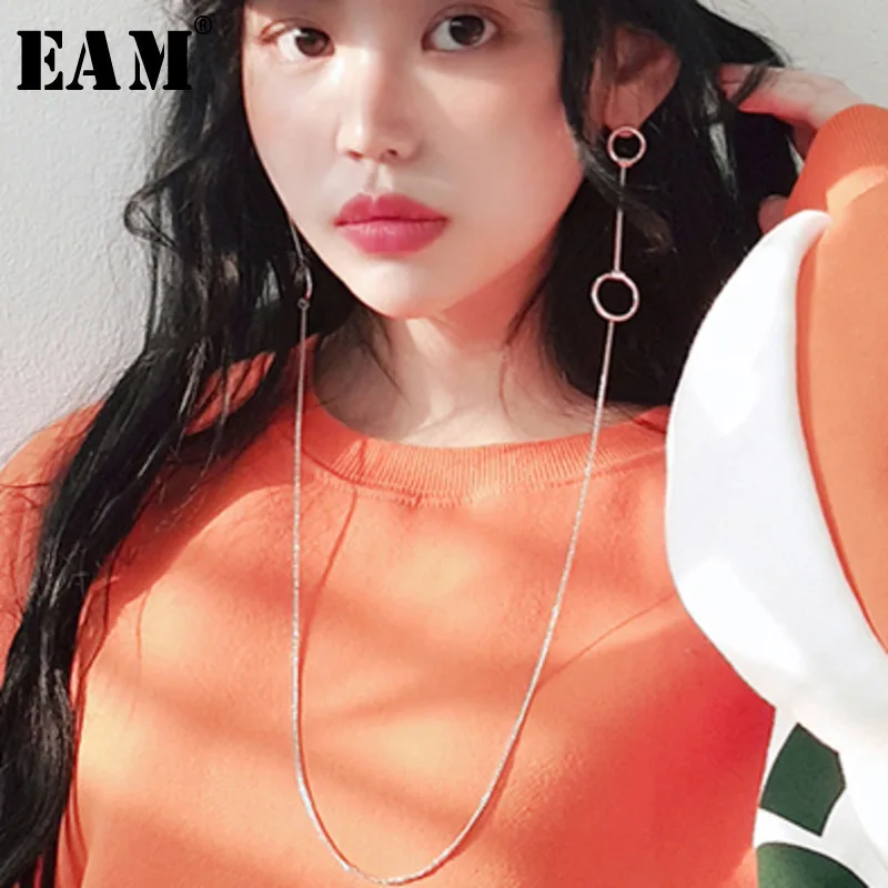 

WKOUD EAM Jewelry / 2018 New Fashion Temperament circle stitching chain integrated earrings Women's Accessories S#R137710