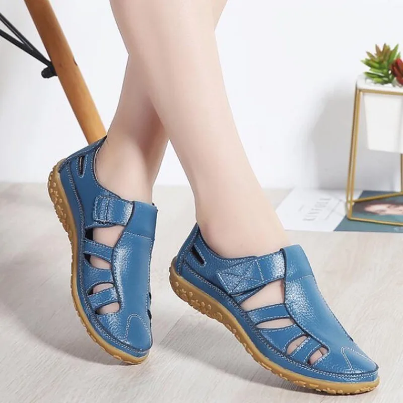 Women/'s Flat Sandals Real Leather Summer Beach Slippers