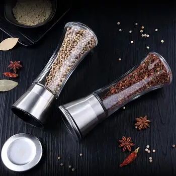 

Manual Pepper Grinder Salt Pepper Spices Mill Shaker Transparent Grinding Tool Milling Ceramic Cutter Spice Jar Kitchen Gadget