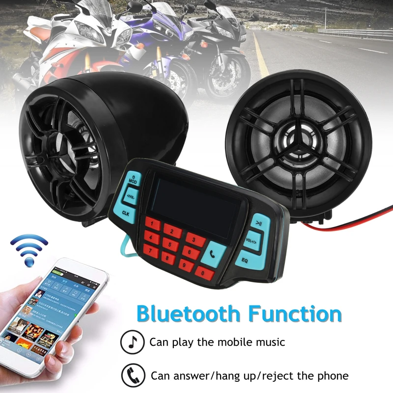 JXLCLYL Bluetooth Motorcycle Handlebar Audio System MP3 FM Radio Stereo