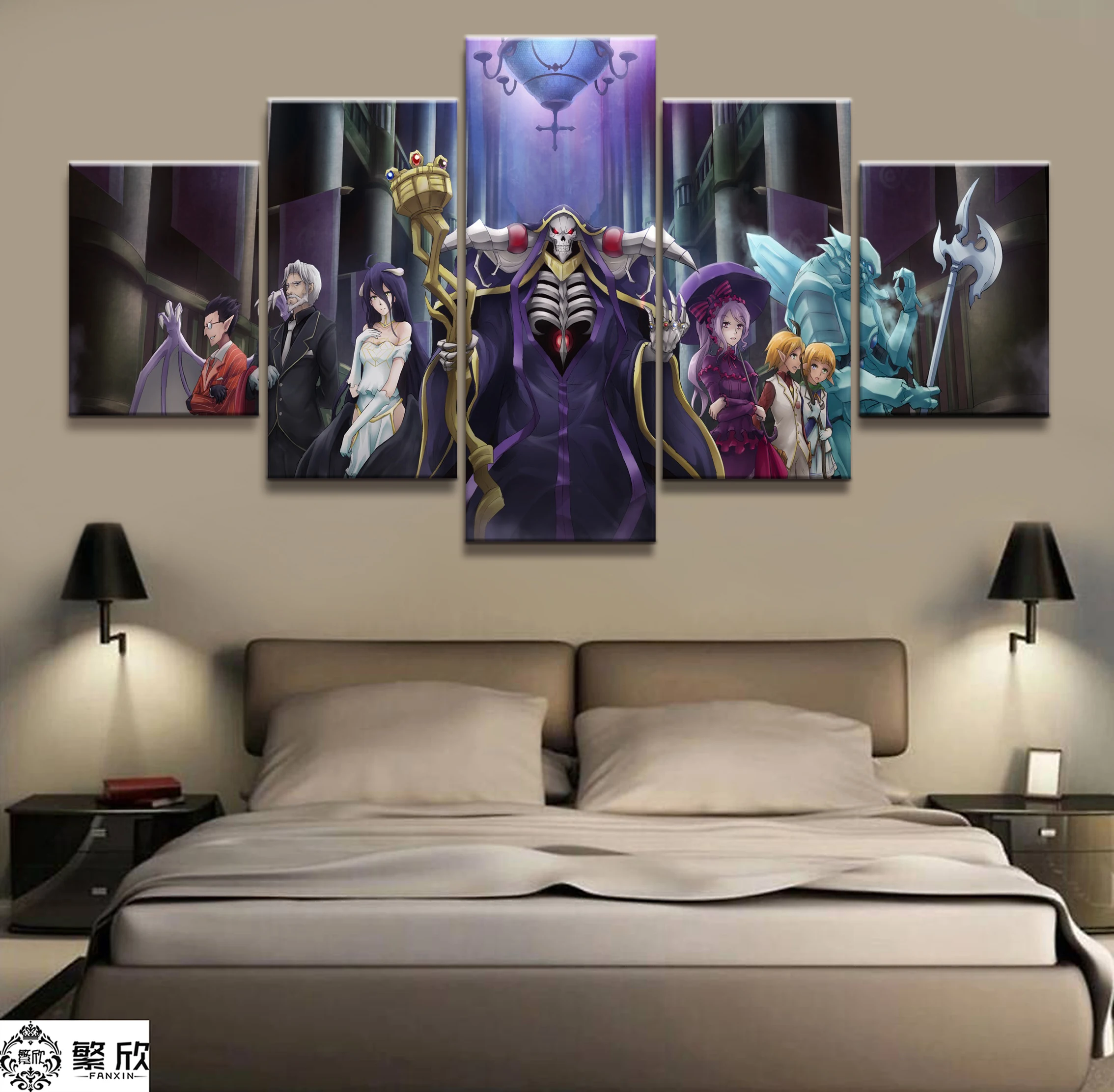 

Home Decor Modular Canvas Picture 5 Piece Overlord Ainz Ooal Gown Animation Poster Wall For Home Canvas Painting Wholesale