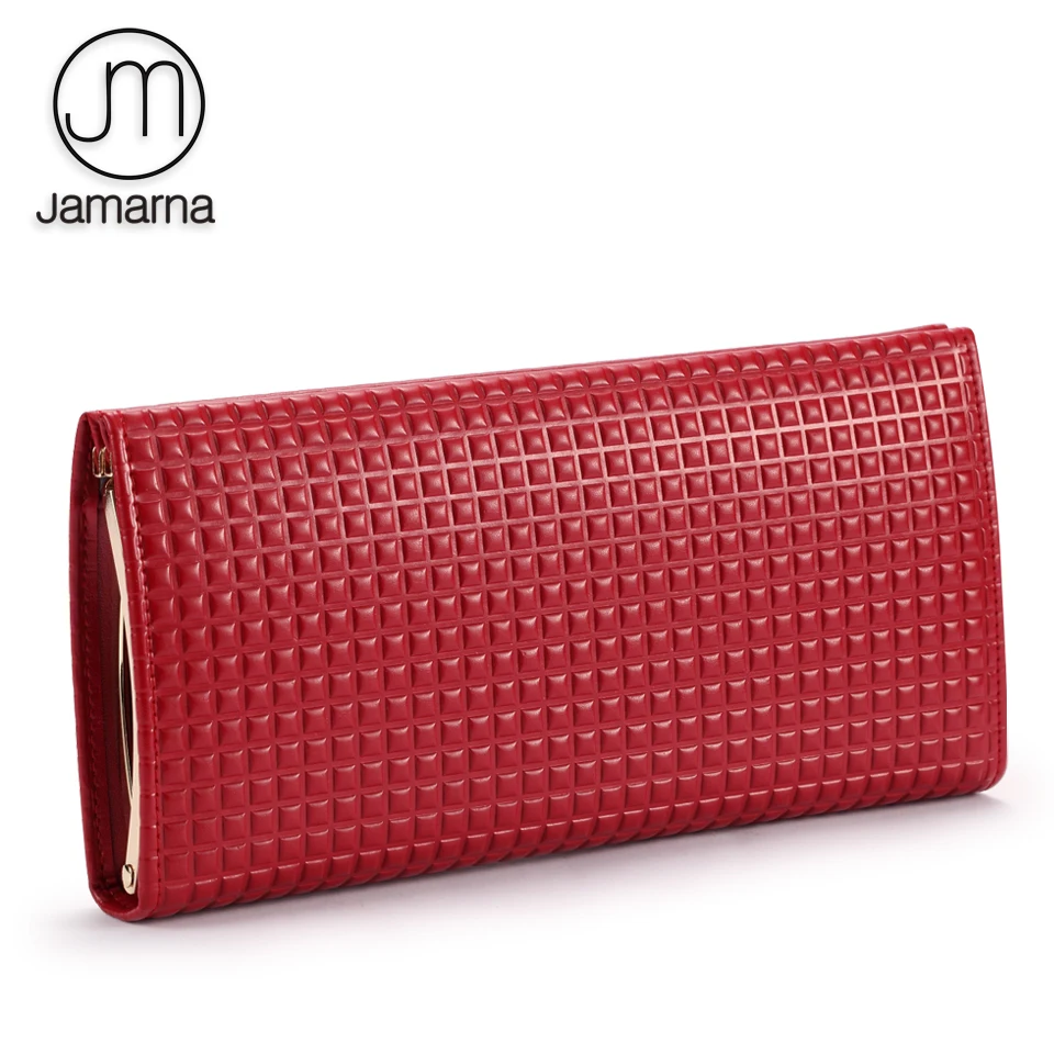 

Jamarna Wallet Female Special Clasps Closure Wallet Female Genuine Leather Purse Clutch Card Holder Red Purse For Coins Fashion