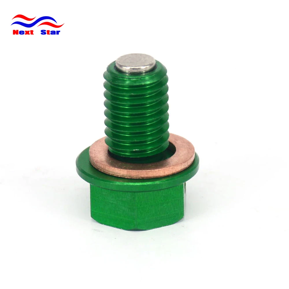 

Motorcycle Green Magnetic Oil Drain Plug Bolt Wish Washer Set For KAWASAKI KX65 KX85 KX100 KX125 KX250 KX500 KX 250F 450F KLX250