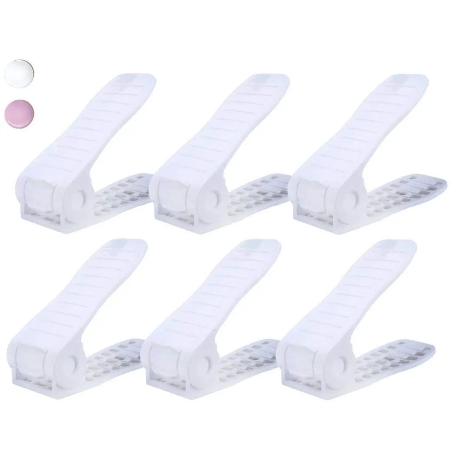 

6 Pcs White Color Plastic Adjustable Shoe Hanger Organizer Footwear Support Slot Space Saving Rack Holder organizador zapatos