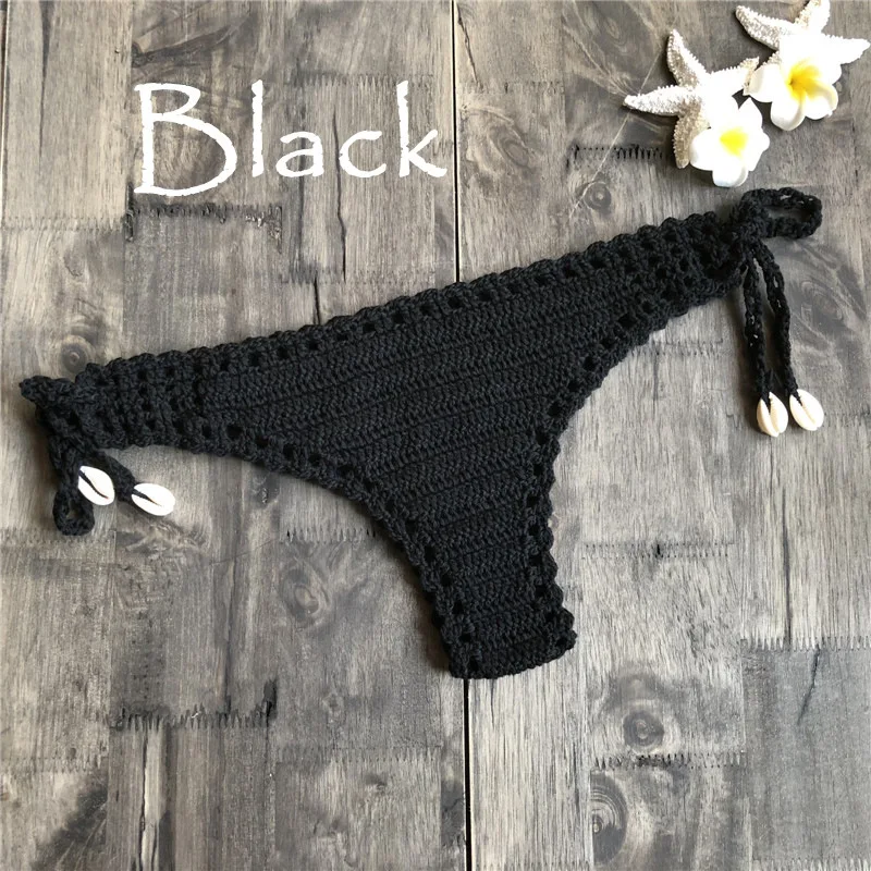 Women Crochet Bikini Top CROCHET BIKINI Women Sexy Crochet Bikini Bottom Boho Thong Swimwear Handmade Swimsuit Knitting Shorts L M S