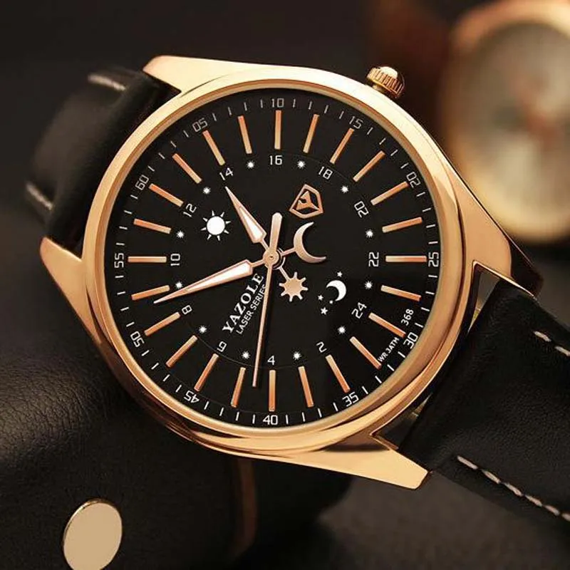 

Yazole Brand Men Watch Luxury Top Business Male Clock Quartz-wristwatch Leisure Leather Hodinky Quartz Watch Relogios Masculino