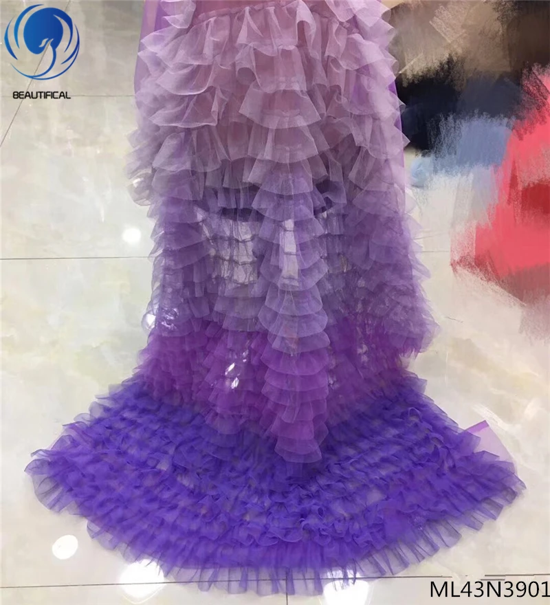 

BEAUTIFICAL Nigerian tulle lace fabrics african tulle laces fabrics purple laces dress for women 5yards/lot ML43N39