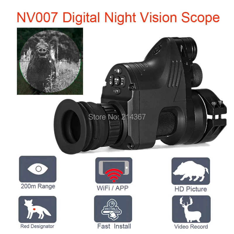 

PARD NV007 Red Dot Night Sights 850nm Hunting Night Vision Scope Wifi APP Optics Telescopes 5W Infrared Night Vision Riflescope