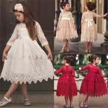 Торжественное детское платье принцессы с цветочным рисунком для девочек кружевные свадебные платья с короткими рукавами и цветочной вышивкой бальное платье с бантом на спине для девочек, От 2 до 7 лет