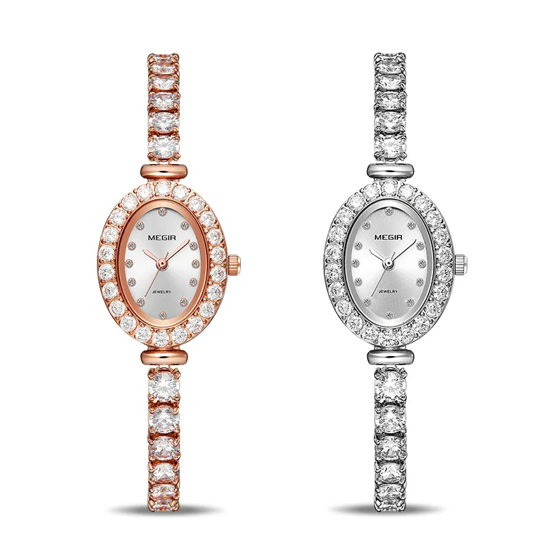 MEGIR Reloj Mujer, женские роскошные часы с розами и бриллиантами, женские часы-браслет, женские часы Montre Femme, роскошные женские часы, Прямая поставка