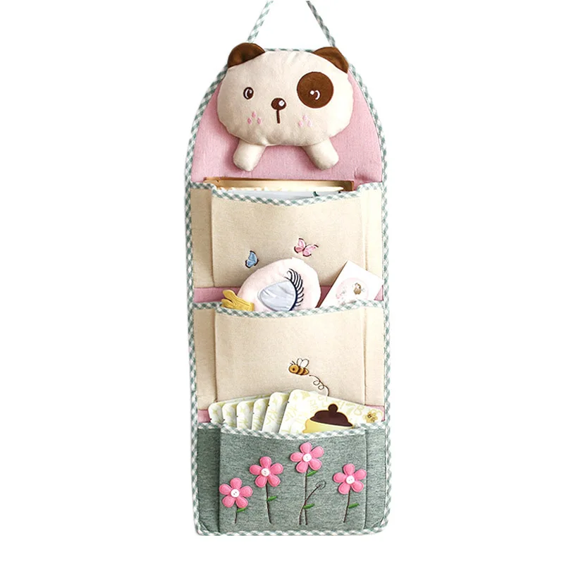 

Multi Pocket Hanging Organizers Cute Toy Key Sundries Cotton Wall Door Storage Bag Cloth Closet Wardrobe Accessories Supplies