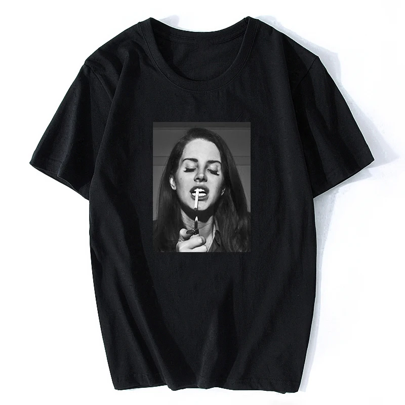 

Aesthetic Lana Del Rey Sexy Cool Print Casual Funny Shirt White Top Tee High Quality O-Neck Summer Plus Size Harajuku T Shirt