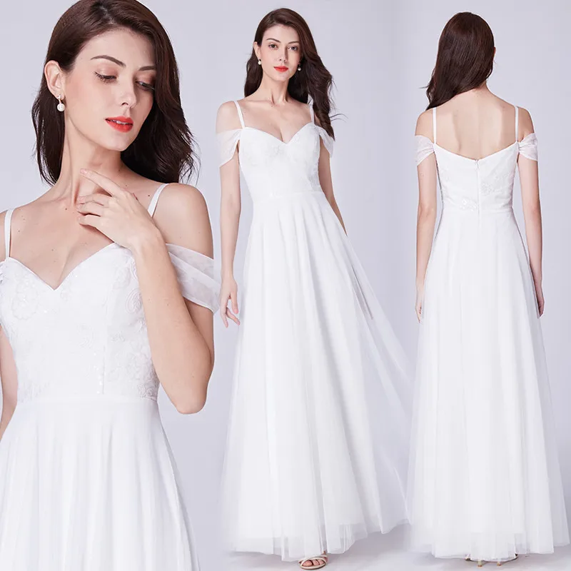 

Boho Wedding Dress Ever Pretty Robe Mariee Dentelle Elegant A Line V Neck Off The Shoulder Bridal Gowns 2019 Vestidos De Novias