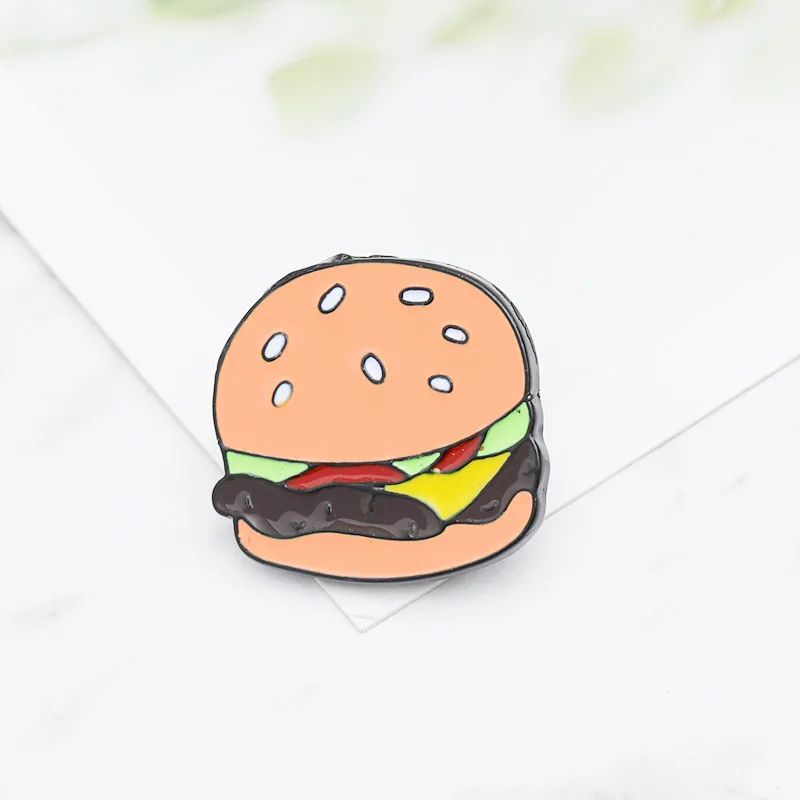 

High Quality Creative Cartoon Cute Hamburgers Enamel Ceramic Brooches Cute/Romantic Women Decorated Pins Gift Brooch