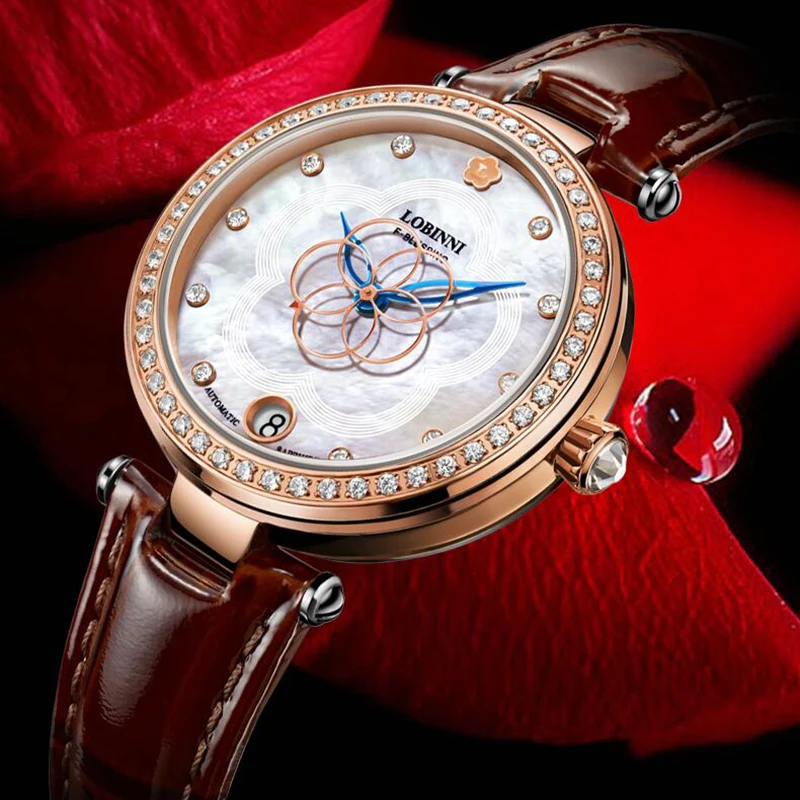 Часы LOBINNI SwitzerlandWomen японские автоматические механические часы MIYOTA Sapphire Diamond