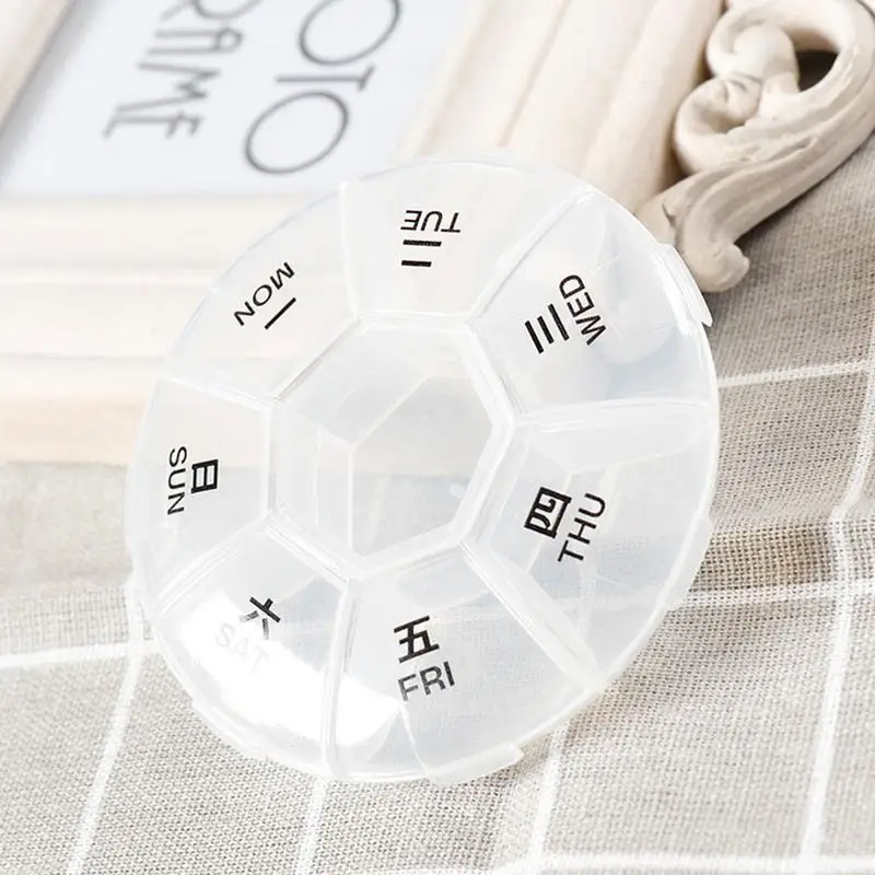 

7 Day Mini Medicine Box Portable Weekly Tablet Pill Cases Storage Organizer Container Case Pill Box Splitters Travel Pill Box