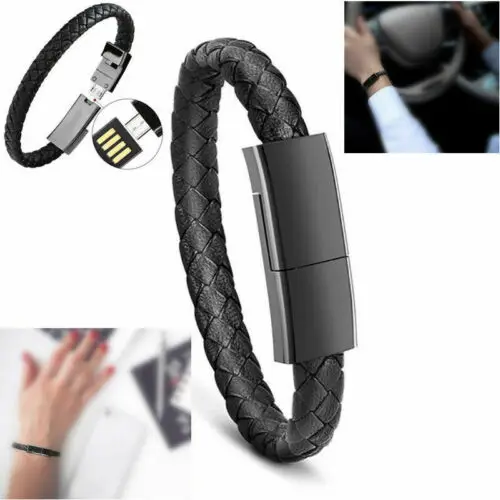 

Portable Bracelet USB Charge Cable For Type C/Android/Apple Leather Bracelet USB Charger Cable Data Line 22.5cm /20cm 30A20
