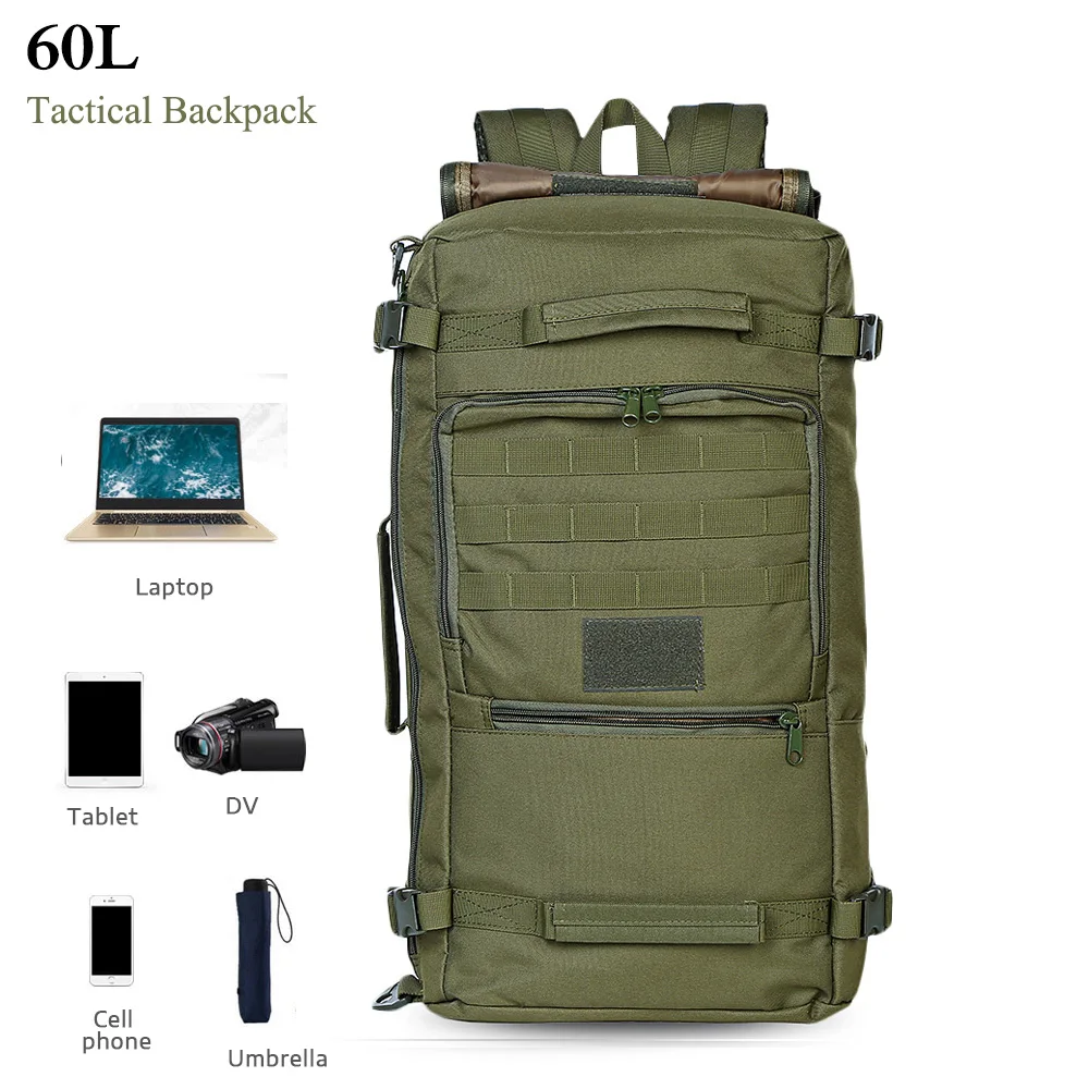  7 Colors 60L Military Tactical Bag Hunting Camping Laptop Molle Backpack Oxford Nylon Waterproof Mi