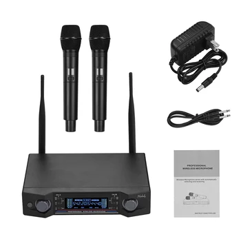 

Muslady U2 UHF Wireless Microphone System 2 Handheld Mics & 1 Receiver with LCD Display for Karaoke Meeting Speech Teaching