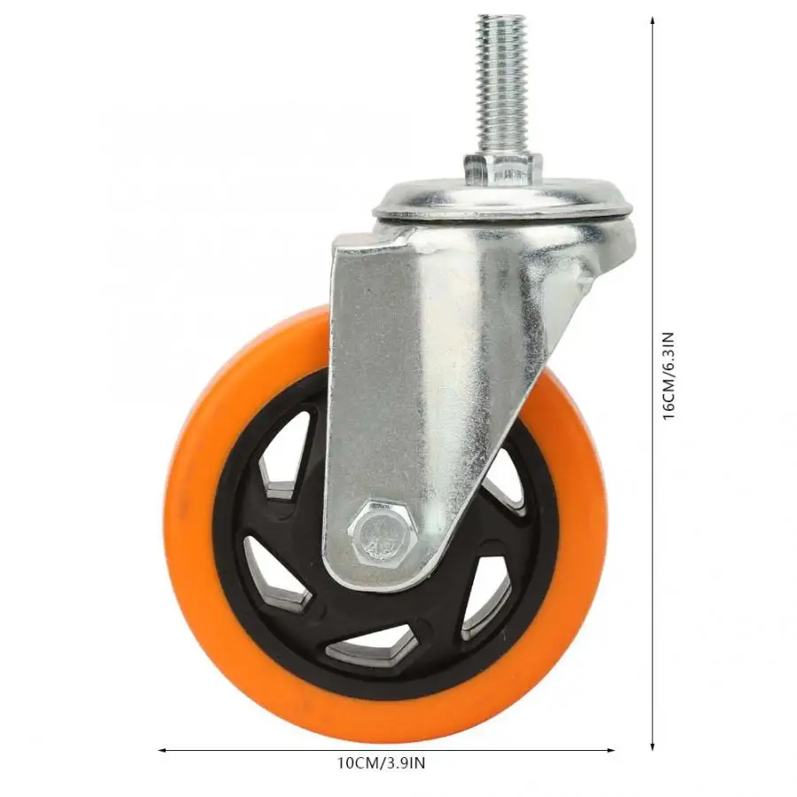4 шт. 4-дюймовый универсальный шарнир подшипника колесики для легкая сумка на колесиках автомобили оранжевые колесики Замена безопасной роликовой мебели