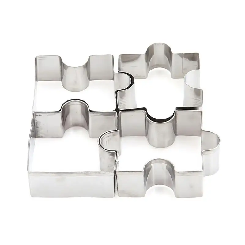 

4PCS/Set DIY Puzzle Stainless Metal Cookie Cutter Party Biscuit Mold Die Cut Fondant Cake Decorating Pastry Decor Bread Mould