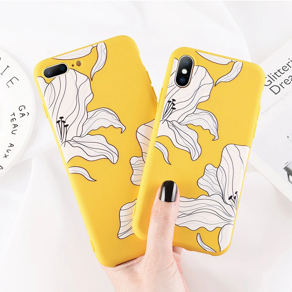 Чехол Moskado для iPhone 6 S 7 8 Plus X чехол красивый милый цветочный узор желтый мягкий ТПУ