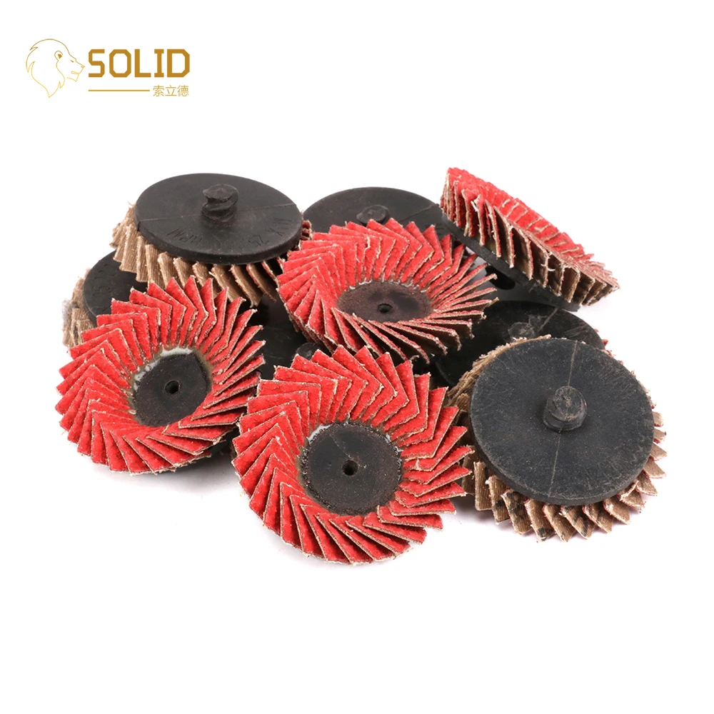 5Pcs 2" 60# Abrasive Flap Disc Wheel Type R Roloc Grinding Flap Disc Threaded Twist Lock for Derusting and Grinding Metal 55mm