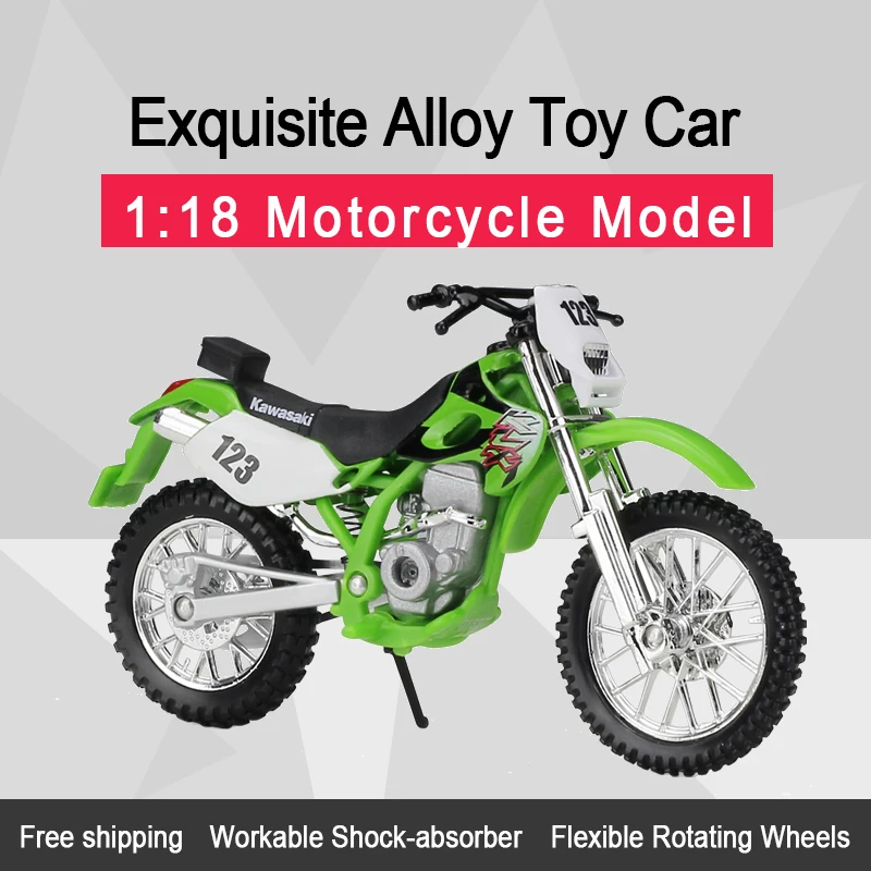 

MAISTO 1:18 KAWASAKI KLX 250SR Alloy Diecast Motorcycle Model Workable Shork-Absorber Toy For Children Gifts Toy Collection