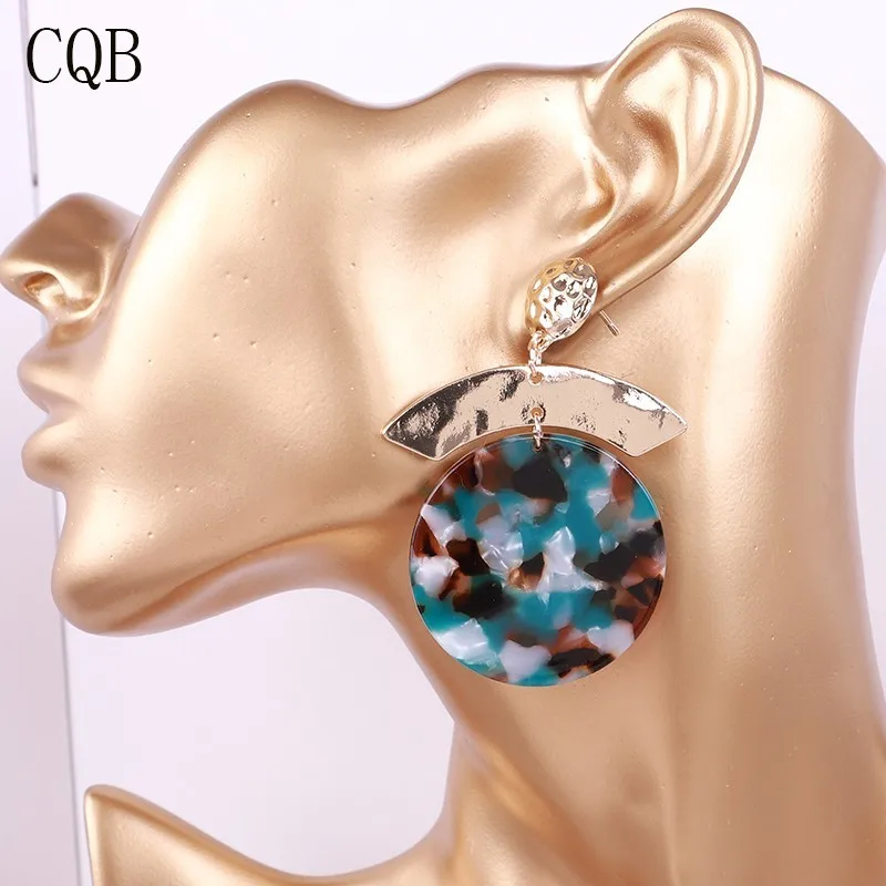 

Acetate earrings 2019 fashion ladies earrings bohemian style pop geometry hanging alloy party bride wedding jewelry unique cc