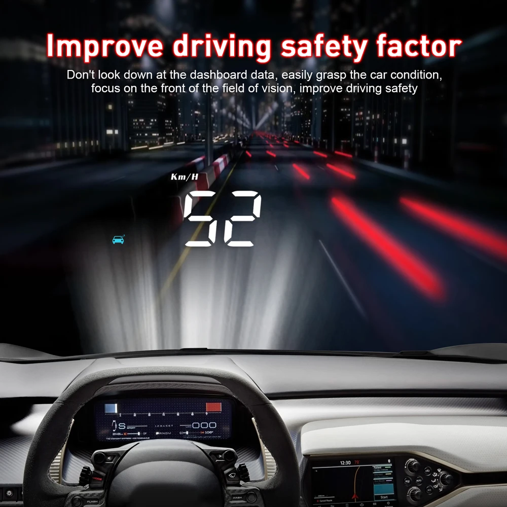 

3.5in Universal Car Headup Display HUD Digital Speedometer Windshield Projector Auto Driving Parameters Projection