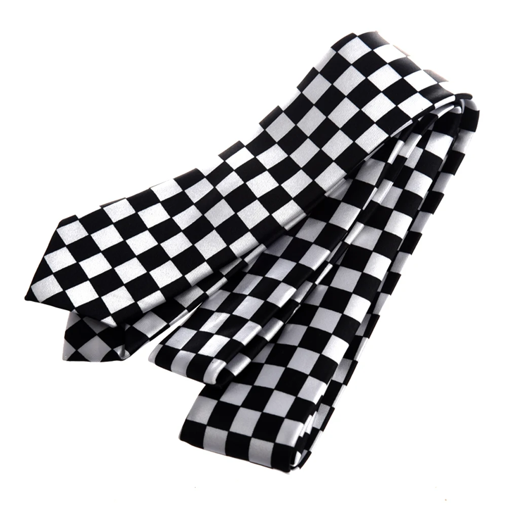 

Mens Black White Plaid Checkered Necktie Neck Tie