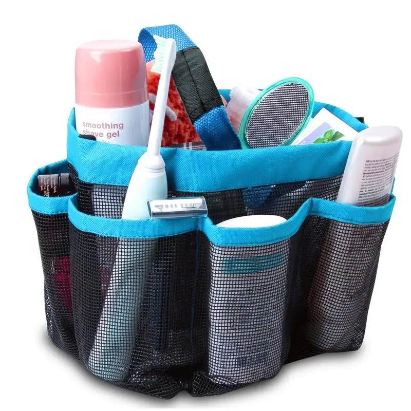 

Quick Dry Storage Bags Hanging Mesh Bathroom Bag Shower Tote Caddy Cosmetics Organizer with 8 Pockets Portable Bath Bags