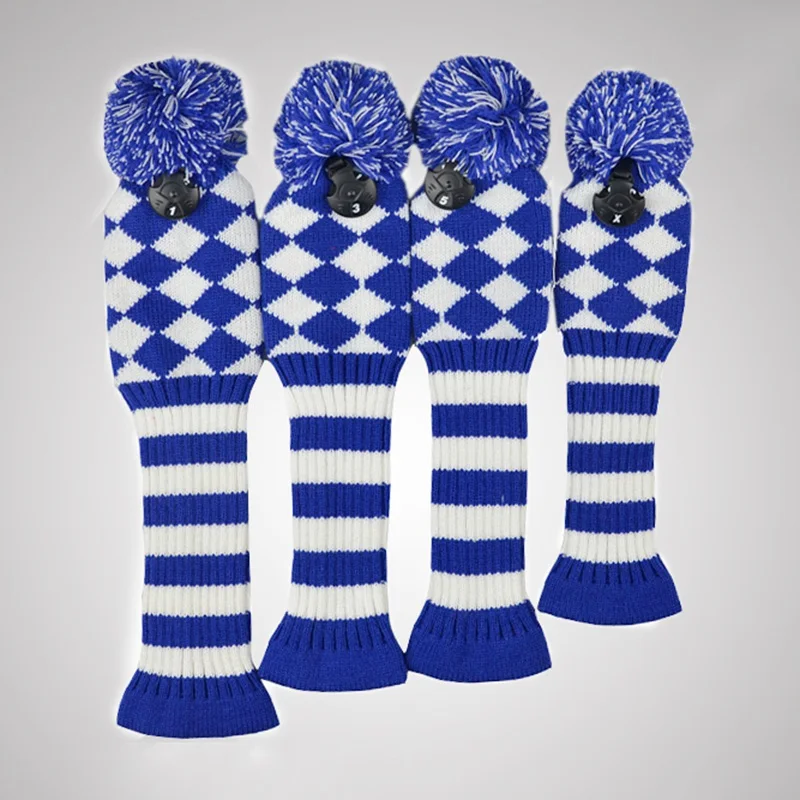 4pcs/set Knitted Wool Knit Golf Clubs Set Pom Sock Covers Dirver/Fairway Golf Club Head Cover Wood Headcovers Golf Accessories 4pcs/set Knitted Wool Knit Golf Clubs Set Pom Sock Covers Dirver/Fairway Golf Club Head Cover Wood Headcovers Golf Accessories