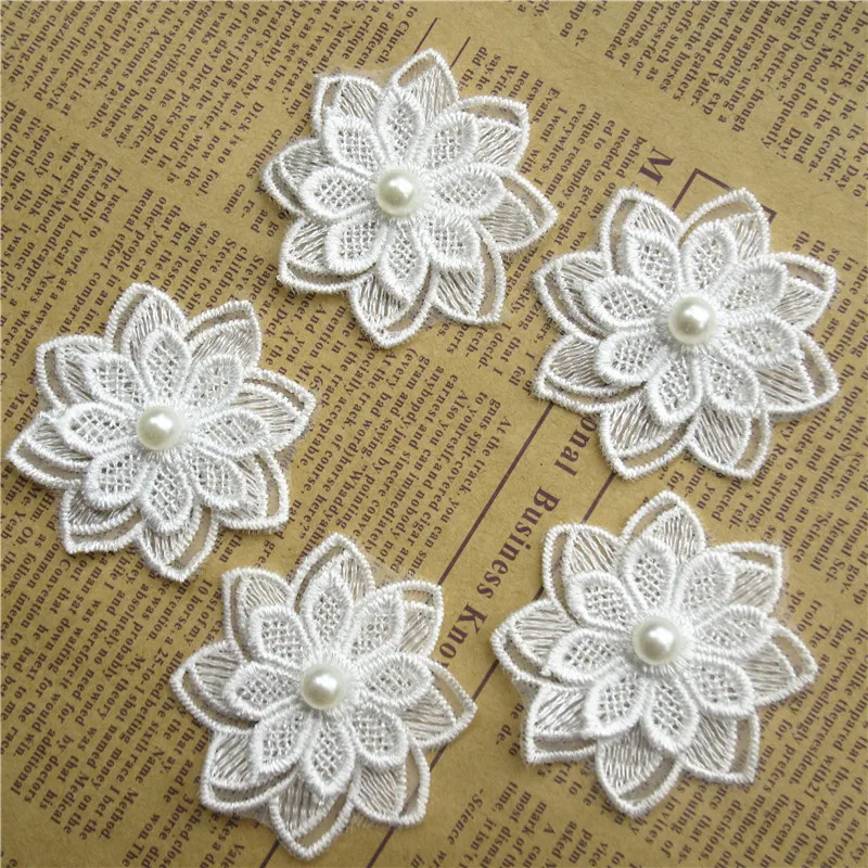 Lace Trim Ribbon 12X Soluble White Polyester Pearl Flower Embroidered Fabric Sewing Supplies Craft Decor DIY Handmade Materials lace fabric lace ribbon lace sewing supplies lace decoration lace accessories lace sewing accessories