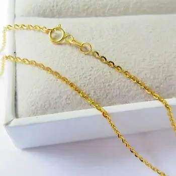 New Pure Au750 18K Yellow Gold Chain Women O Link Necklace 16inch 3