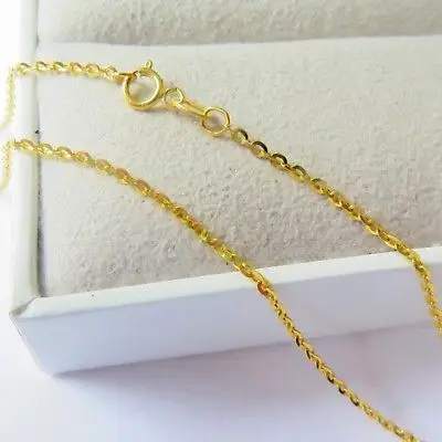 New Pure Au750 18K Yellow Gold Chain Women O Link Necklace 16inch 3