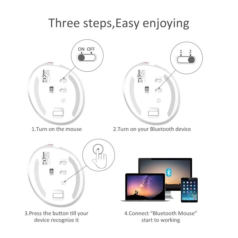 Delux M618 Mini Bluetooth USB Wireless Mouse Silent Click RGB Ergonomic Rechargeable Vertical Mice for Small 5