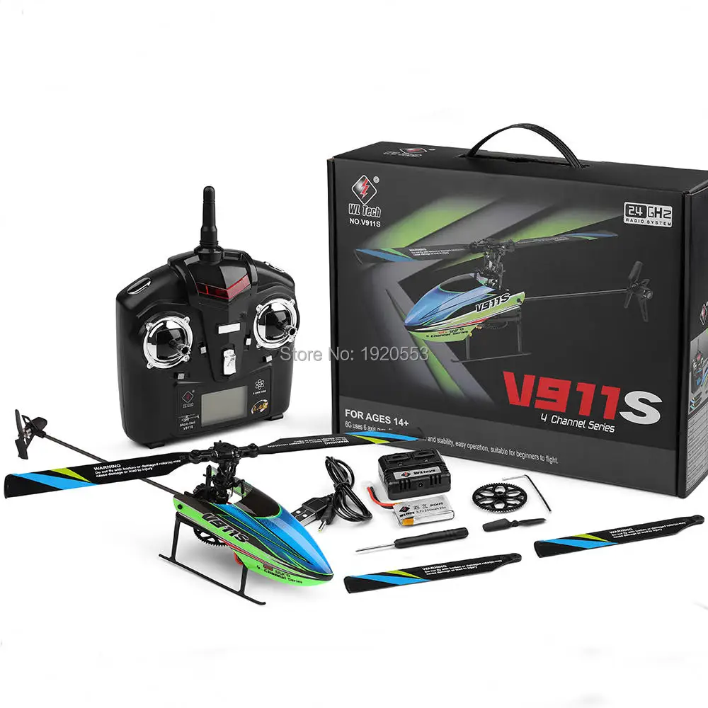 

WLtoys RC Helicopter V911S 4CH Non-aileron RC Helicopters with 6 Axis Gyroscope Training Kids Toys for Children Kids Gift