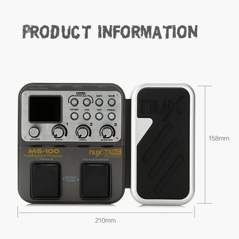 NUX MG-100 Guitar Pedal Multi effects Pedal 58 Effect Models 20 seconds loop drum machine 8 Effects played simultaneously (EU NUX MG-100 Guitar Pedal Multi effects Pedal 58 Effect Models 20 seconds loop drum machine 8 Effects played simultaneously (EU