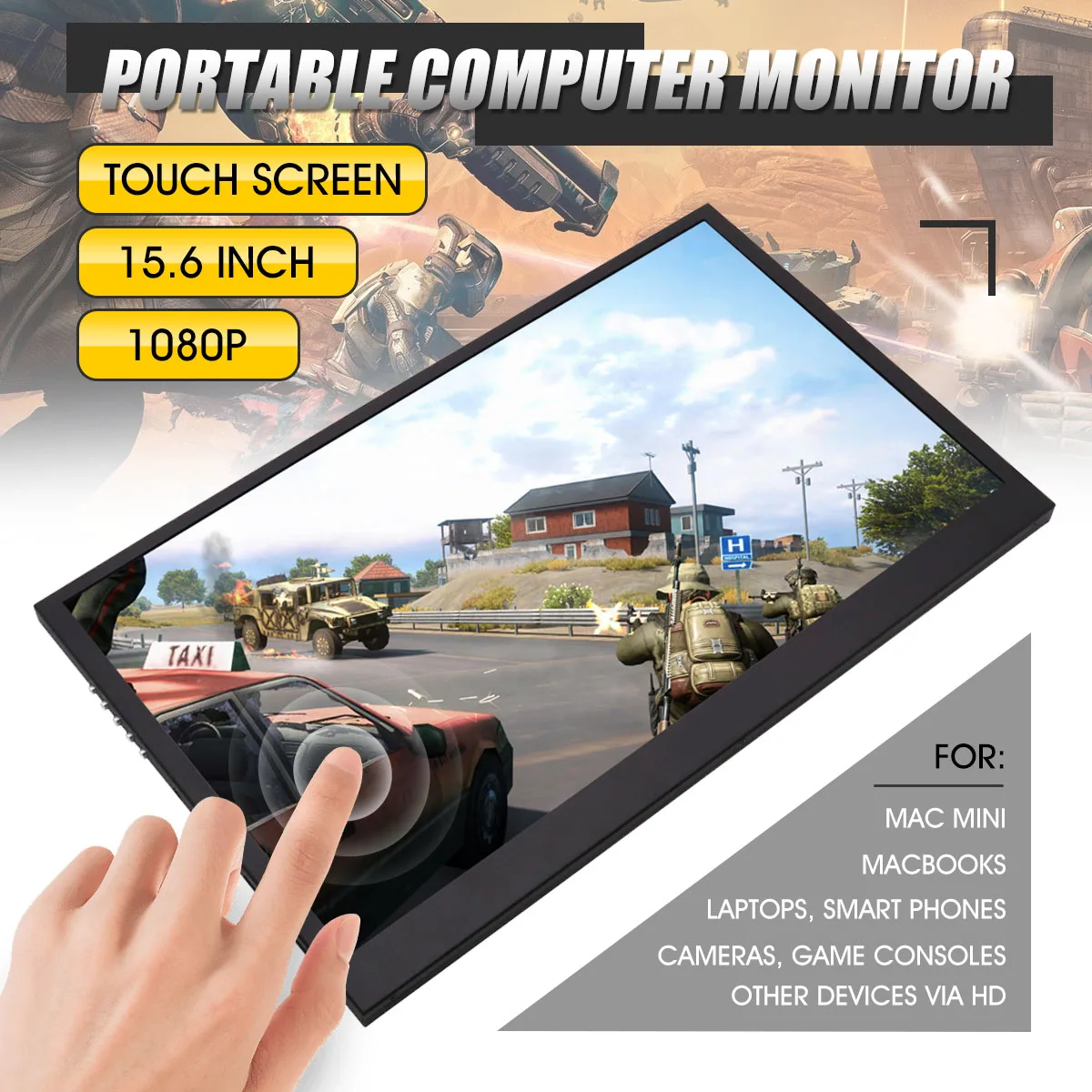 

15.6 Inch Portable Monitor 1920*1080P IPS LCD Screen Display Touch Screen for PS3/PS4 forHDMI for XBOX One game Gifts